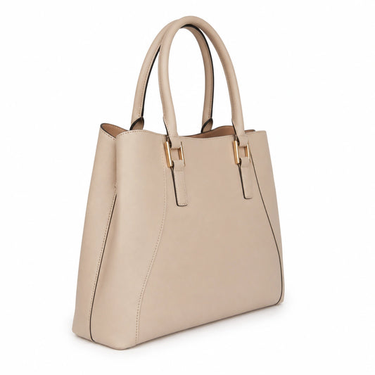Bagvella Beige Faux Leather Tote Handbag